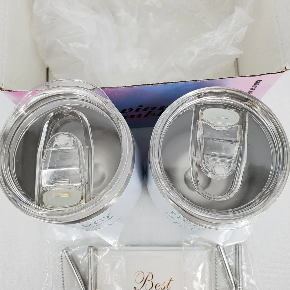 White Insulated Wine Tumblers Not‎ A Day Over Fabulous with Lids Straws Gift Box